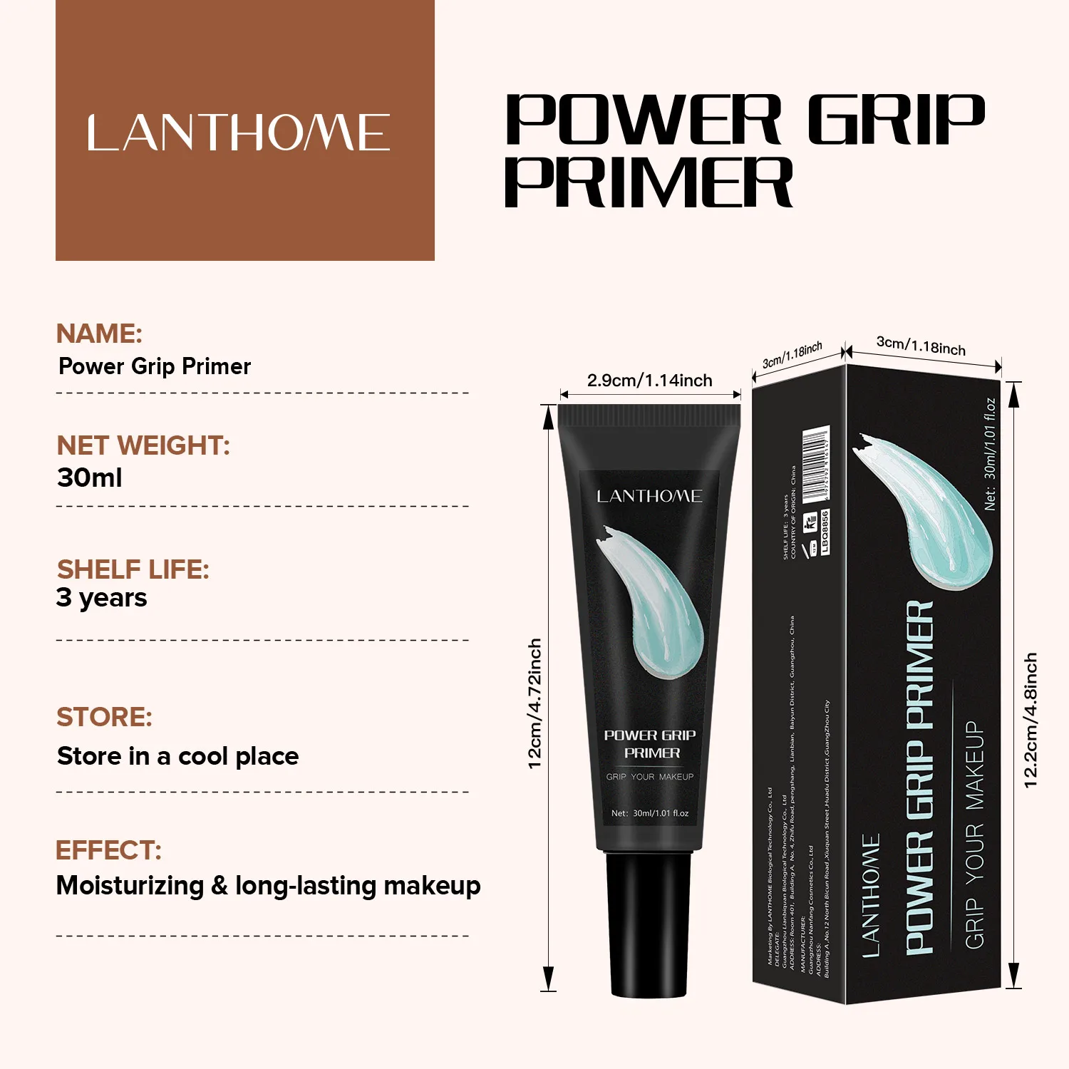 30ml Power Grip Primer Gel Gebaseerde Hydraterende Gezicht Primer Voor Smoothing Huid Aangrijpend Make-Up Onzichtbare Porie Kleurloze Primes