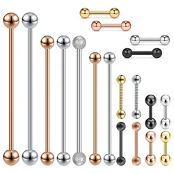 AO 6-50mm 14/16/18G Industrial Barbell Piercing Earring Stainless Steel Helix Piercings Gold Color Industrial Rook Ear Studs