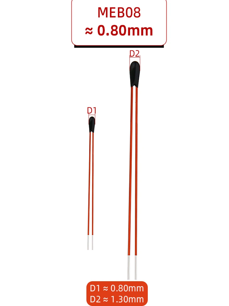 Lingee MEB08 0.8mm Epoxy Resin coated NTC Thermistor 10K 50K 100K 3950 miniature temperature sensor probes