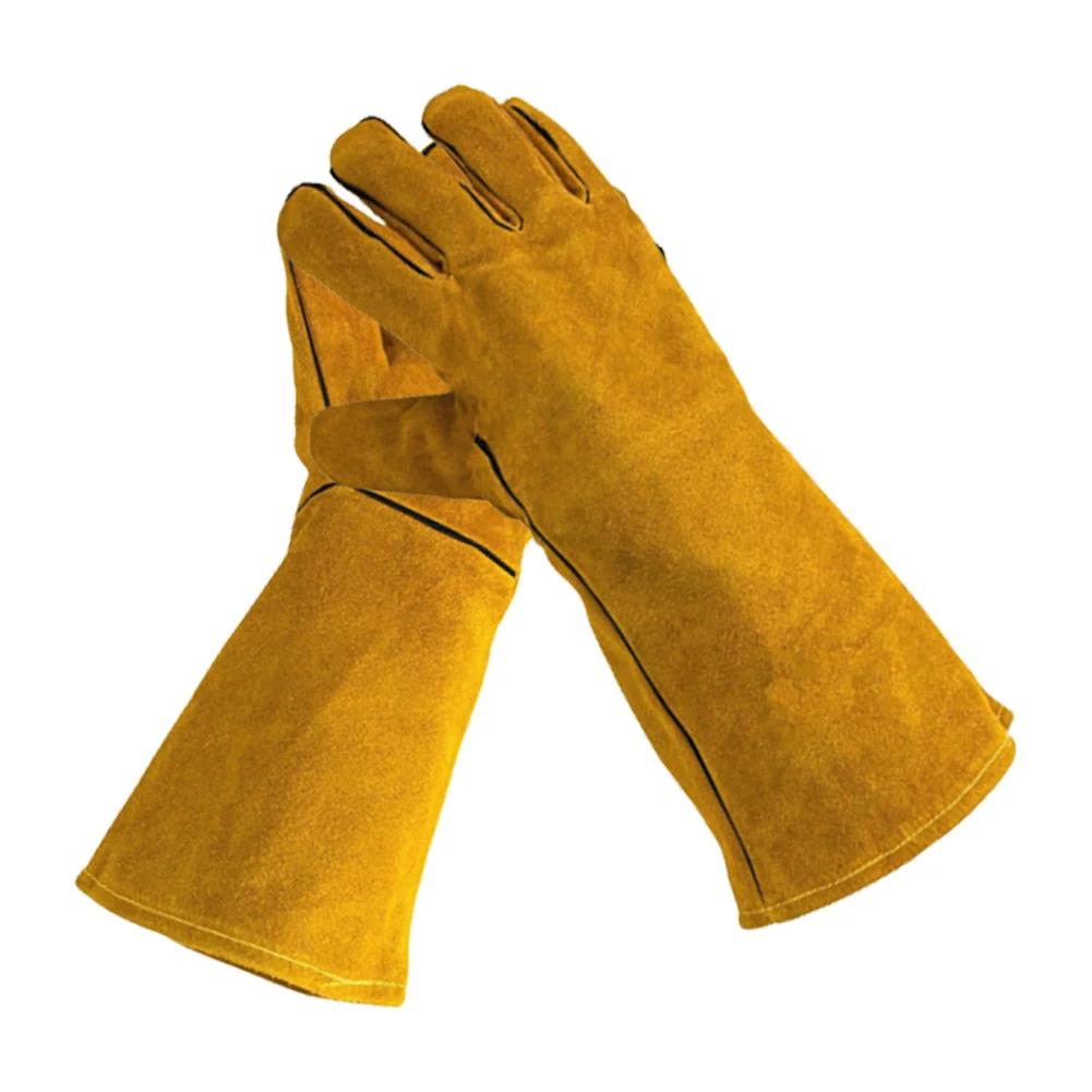 Cowhide Flame-retardant Welding Work Gloves Heat-proof Metal Welding Protector Yellow Gloves Soldering Welding Gloves Tools