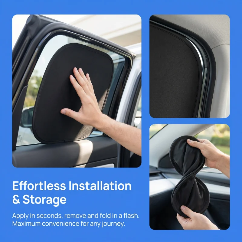 Car sunshade curtain, magnetic sun-blocking and heat-insulating fabric cover for car windows, side sunshade panel, light-blockin