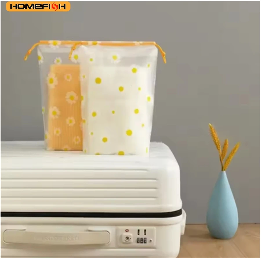 

HOMEFISH 10Pcs Transparent Waterproof Travel Cosmetic Bag Towel Socks Plastic Drawstring Storage Bag Bathroom Transparent Beach