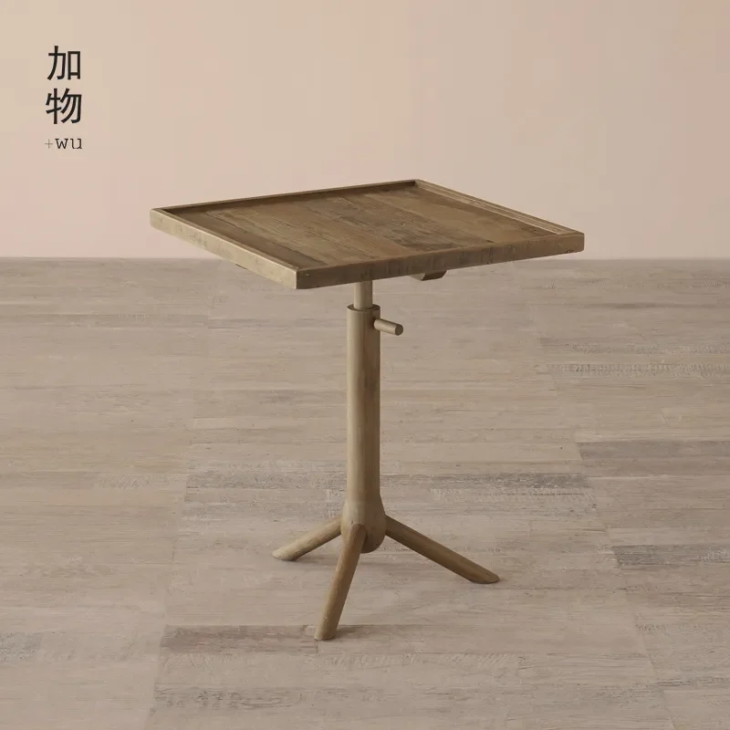 For Japanese Style Antique Replica Old Wood Coffee Table  Lift Lower Small Square urniture Solid Wood Living