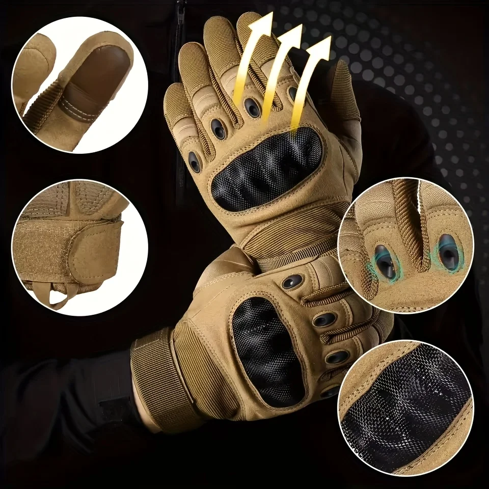 قفازات تكتيكية كاملة الأصابع للرجال جديدة، شاشة تعمل باللمس وتصميم مضاد للانزلاق، مثالية للصيد والمشي لمسافات طويلة والمغامرات الخارجية