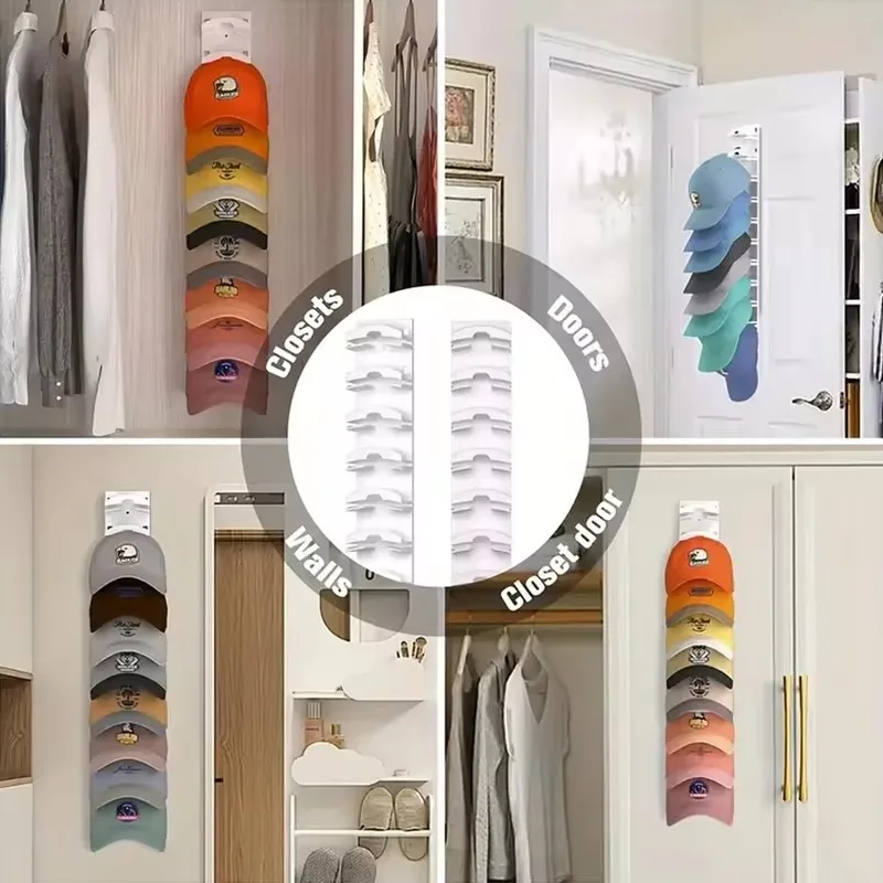 10Grids Wall Mounted Cap Rack Hat Holder Baseball Cap Towel Rack Holder Closet Hanger Storage Organizer Accessories Space Saving image 3