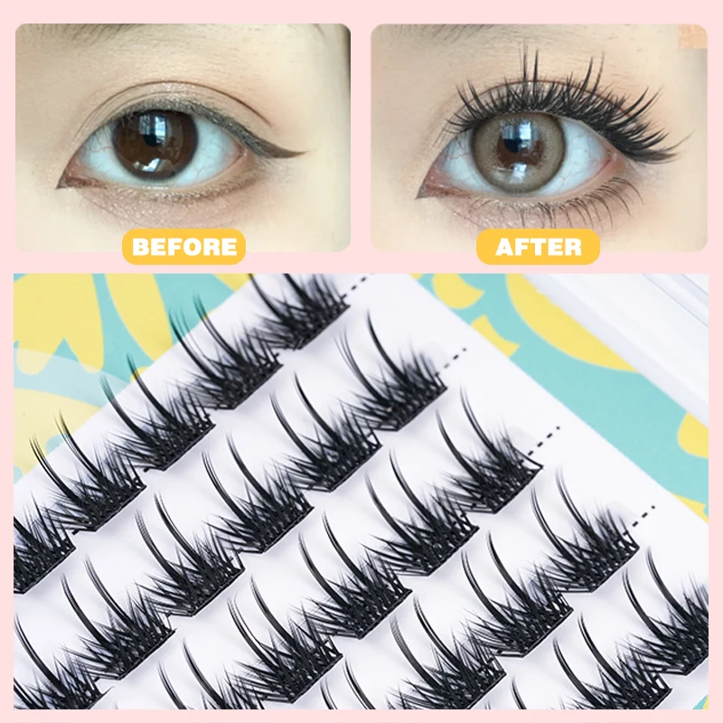 EASITENSION Cluster Eyelashes Mix Length Fluffy Super Thin Band Reusable Soft Comfortable Volume Bundles Makeup Tools