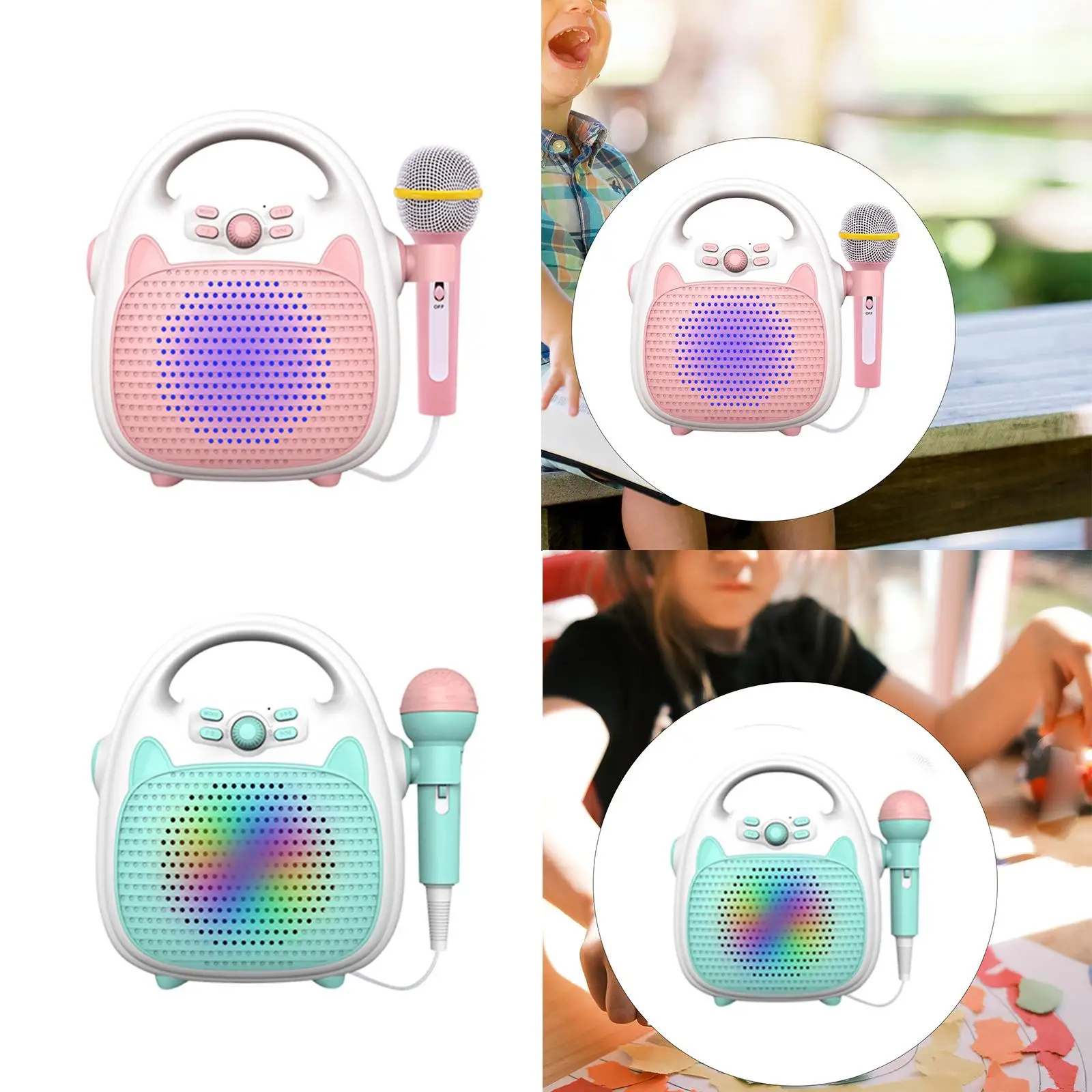 Kids Karaoke Machine Speaker Toys Build in LED Light Show Travel Portable