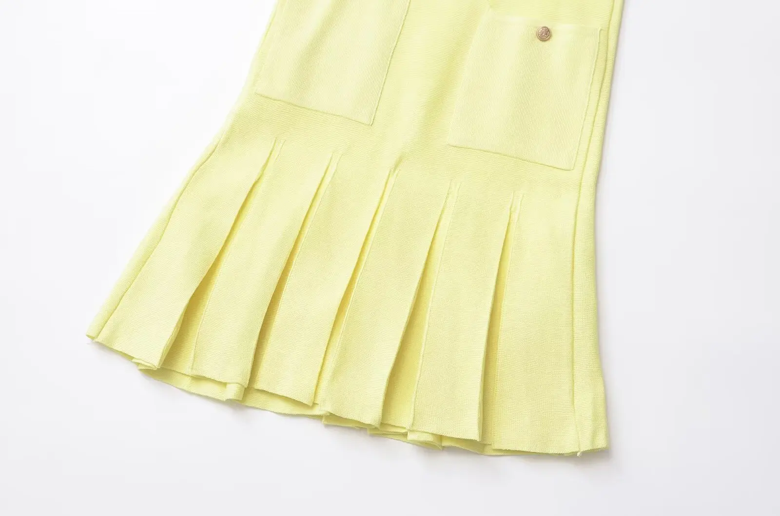Withered Minimalist Solid Color Mini Dress Women Knitted Dress With Gold Button Sleeveless Slim  Vestidos