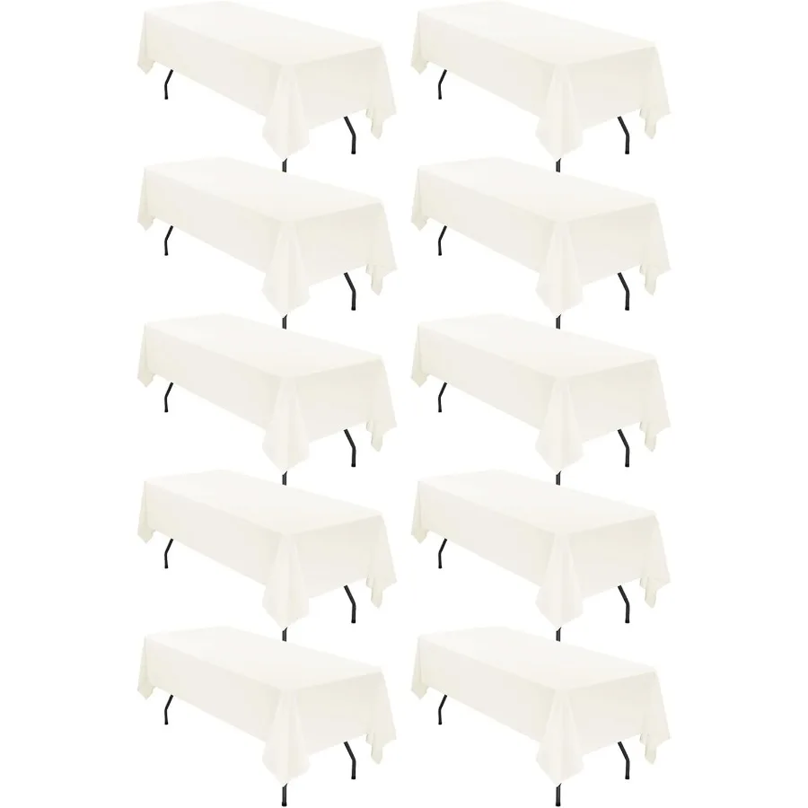 

10 Pack 60 x 126 Inc Taleclot Ivory Taleclot for 8 Feet Recle Tales Stain and Wrinkle Resistant Wasale Faric Tale Clot for Wedd