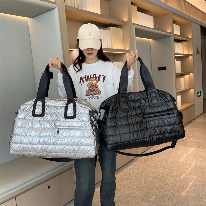 Fitness Bag Women's Rest Sports Bag Dry and Wet Separation Waterproof Swimming Yoga Handbag Glossy Cotton Clothes