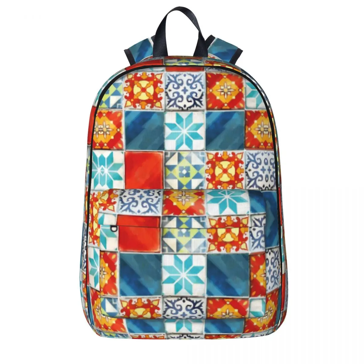 Colorful Azulejos Tiles From Azul Board Game Backpacks Large Capacity Student Book bag Shoulder Bag Travel Rucksack School Bag