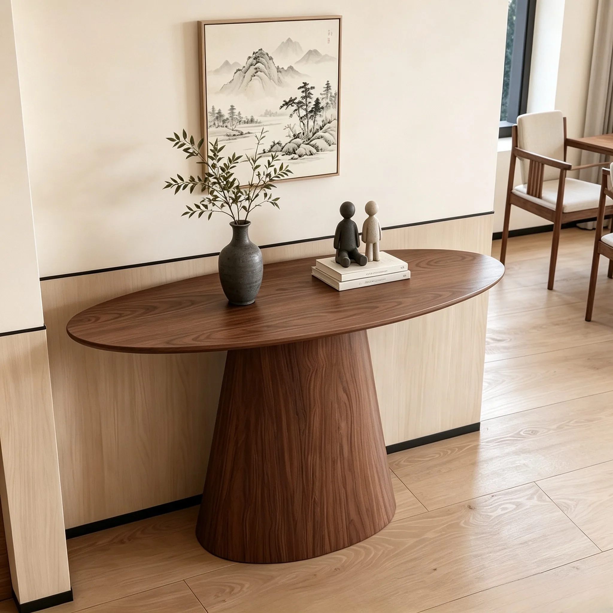 Solid wood entrance table Classic walnut entrance against the wall Entrance table Household creative decoration against the wall