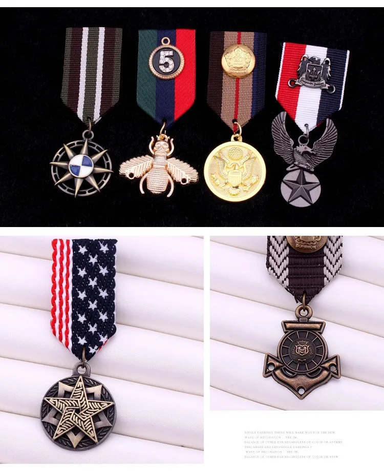 ميدالية هاراجوكو الجديدة للرجال والنساء، بروش بشريط معدني أوروبي وأمريكي، شارة صغيرة، بروش على الطراز البحري، مشبك بدلة