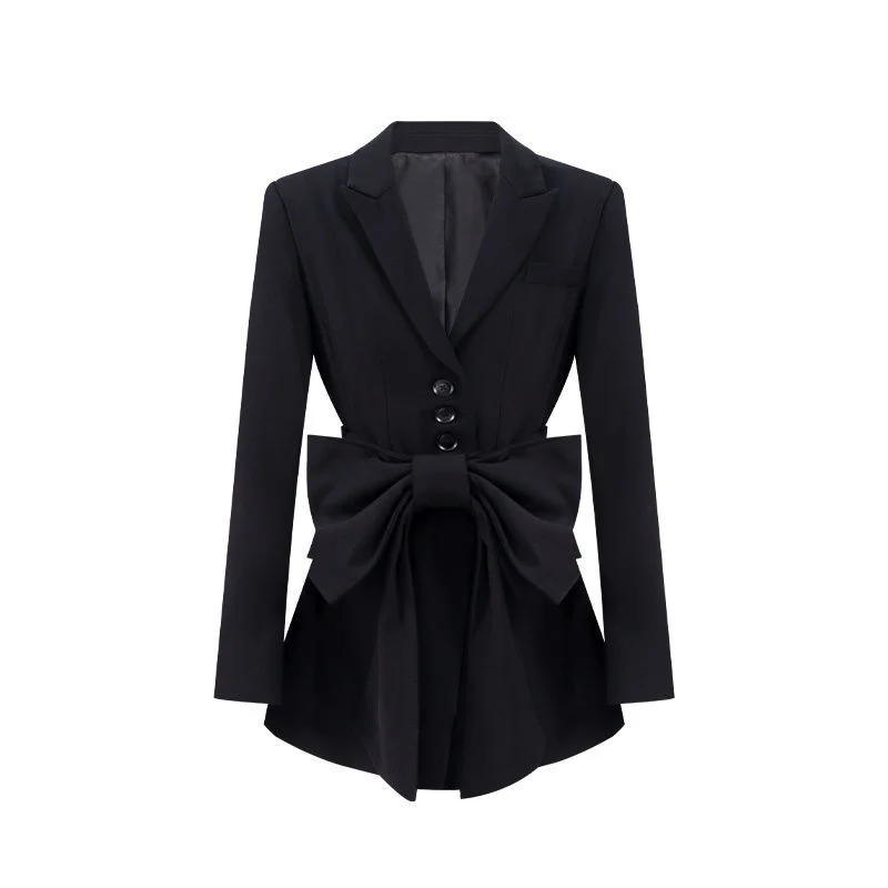 2025年春新作 ヘップバーン風 取り外し可能な蝶ネクタイスーツ ファッション 韓国ドラマ風 ドレスアップ ミスキュートスーツ