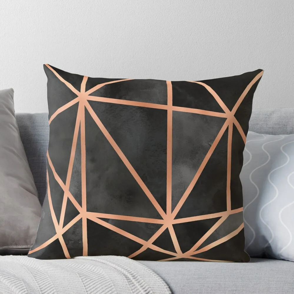 

Black & Copper Geo Throw Pillow sleeping pillows christmas pillow case Cushions For Sofa