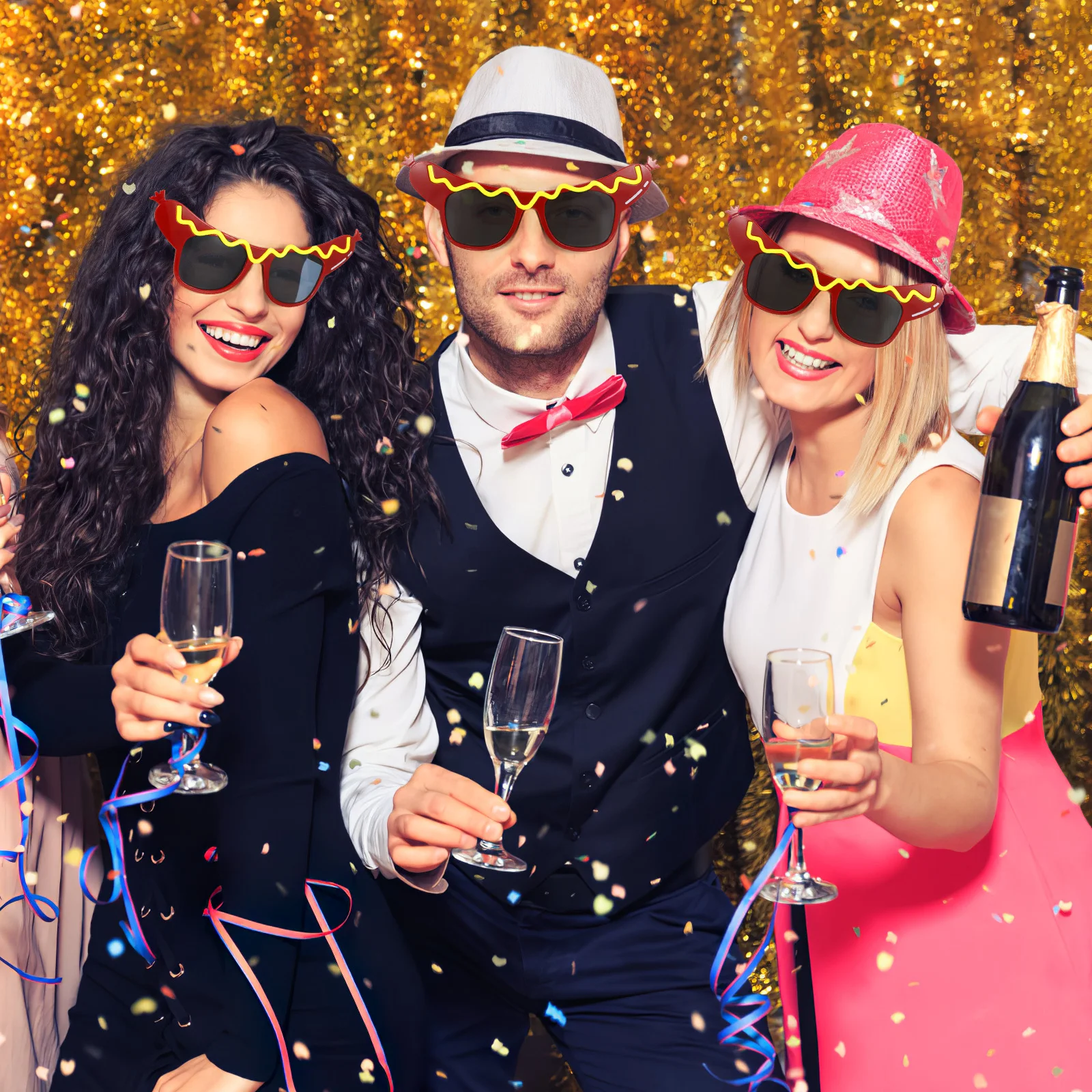 

2Pcs Hot Dog Shape Party Glasses Unique Funny Eyeglasses for Birthday Costume Parties Photo Props Funny Glasses