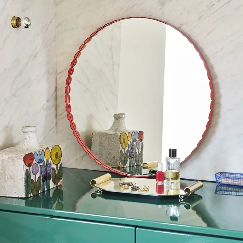 Retro Nordic Decorative Mirrors Round Handicraft Vanity Large Decorative Mirrors Makeup Custom Miroir Mural Ayna Room Decor