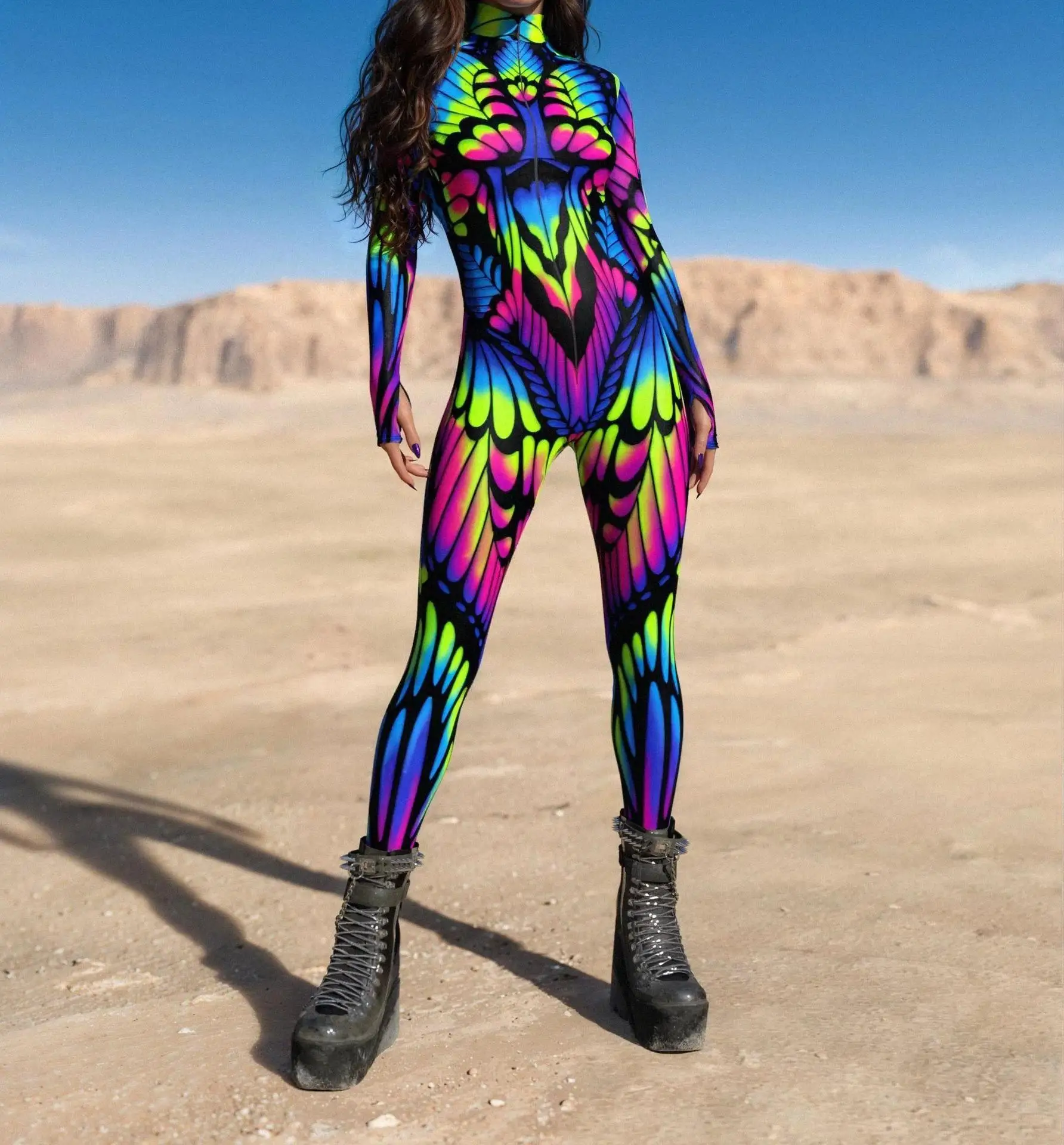 Halloween Bunter 3D-Druck Damen-Jumpsuit Erwachsener Sexy Rollenspiel-Bodysuit Party Bühnenauftritt Monos Catsuit Rave-Outfit – Detail 18