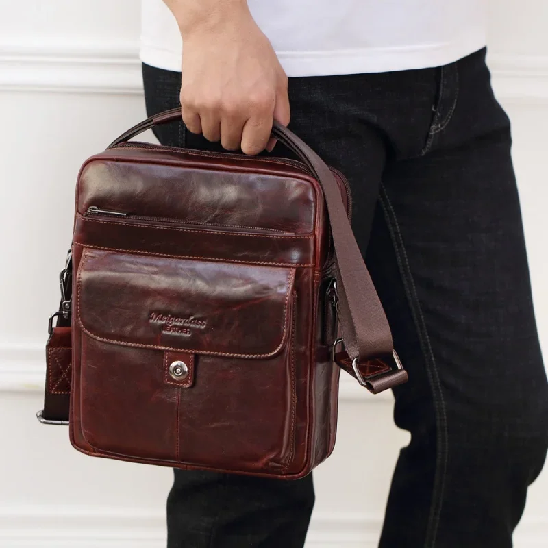 Vintage cowhide men\'s shoulder bag genuine leather crossbody bag high quality messenger bag casual man handbag