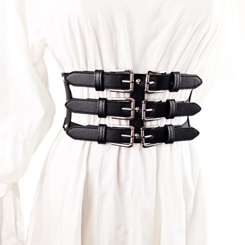 

Women's Body Waist Belt Vest Punk PU Leather Belt for Dresses Skirt Skinny Decor