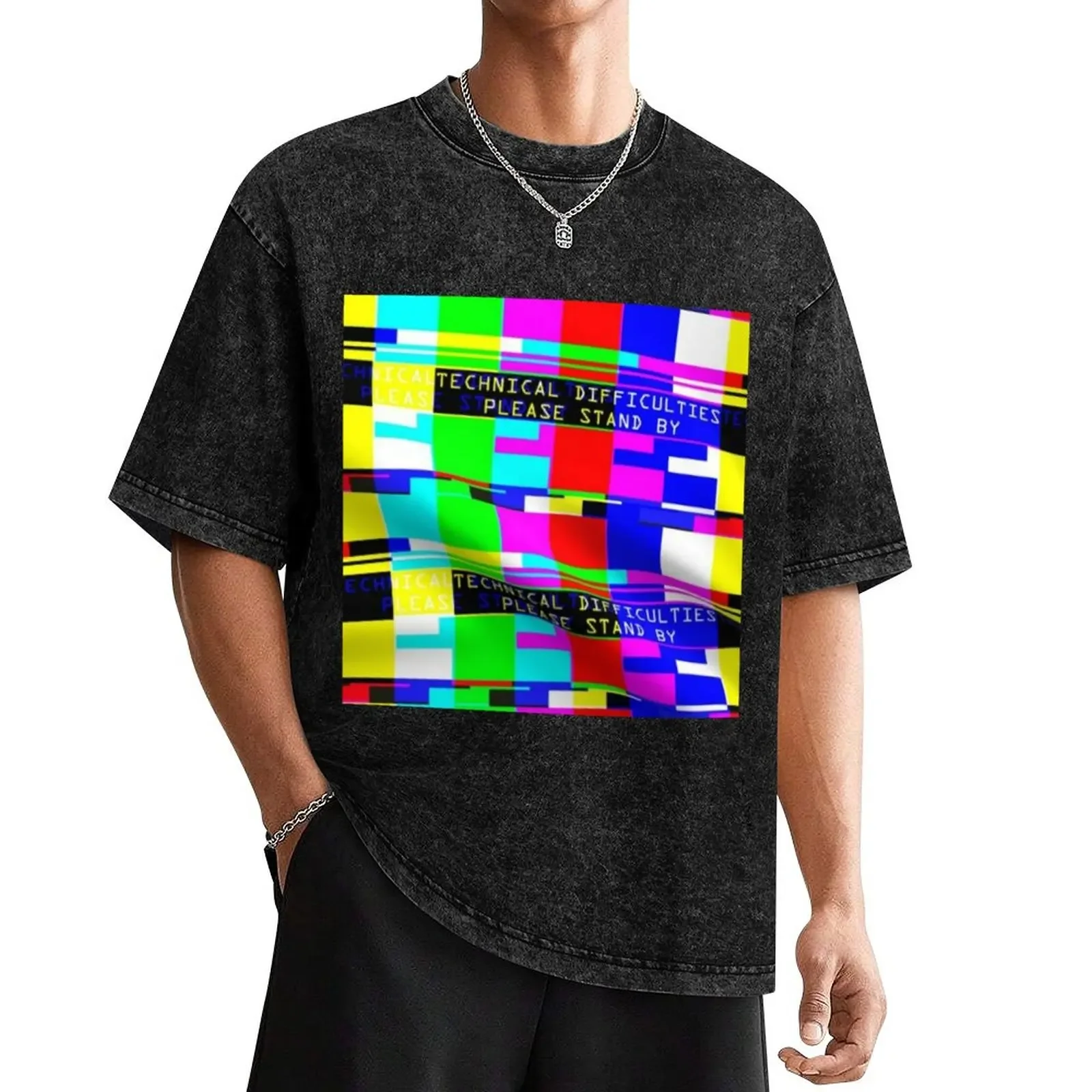 SMPTE Standard Definition Television Color Bars Slim Fit . Technical difficulties please stand by . Tv colours bars T-Shirt