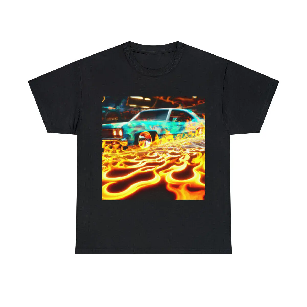 Vintage Style Lowrider T Shirt Chicano Cholo Art Flames Fire Cars Homie Gangster