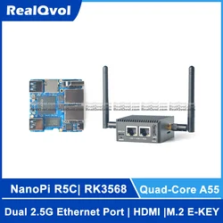 RealQvol NanoPi R5C Rockchip RK3568 A55 Dual 2.5G Ethernet Port Support M.2 WiFi Module HDMI2.0 Linux/Openwrt/Debian/Ubuntu