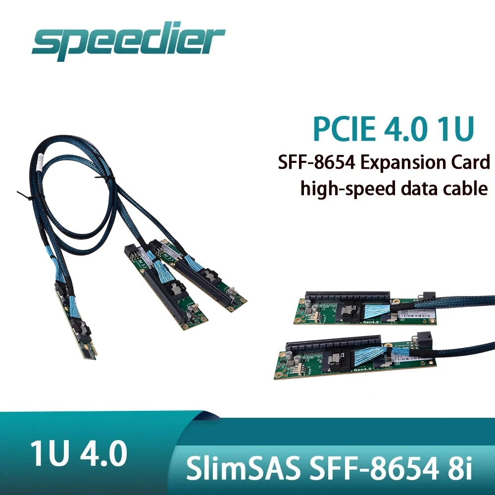 

Адаптерная карта PCIe 4.0 8654 1U, базовая плата MCIO, кабель SlimSAS SFF-8654 8i, райзер 0.6м/0.9м для внешнего расширения игровых видеокарт eGPU