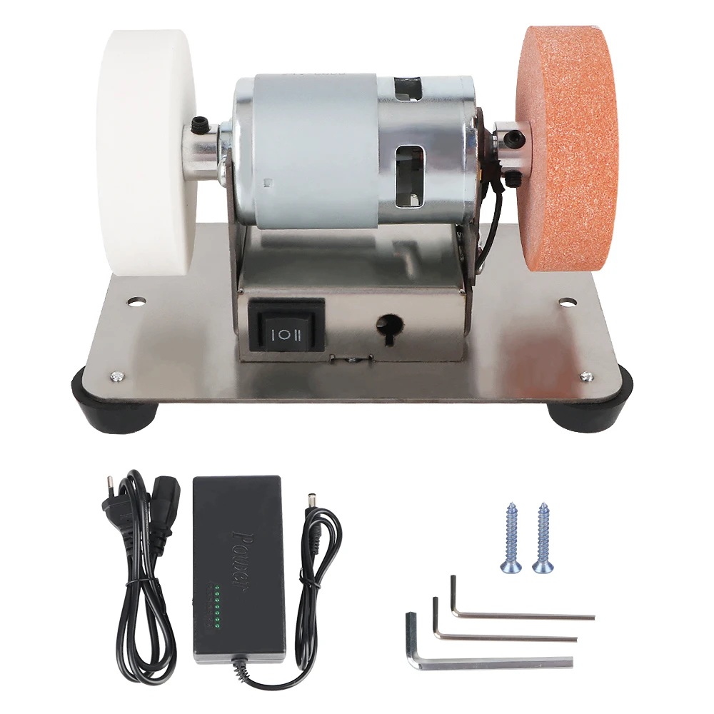 Micro Coarse and Fine Polishing Double Grinder MachineArtifact Table Mini Grinder Motor Electric Grinding Wheel Grindig Stone