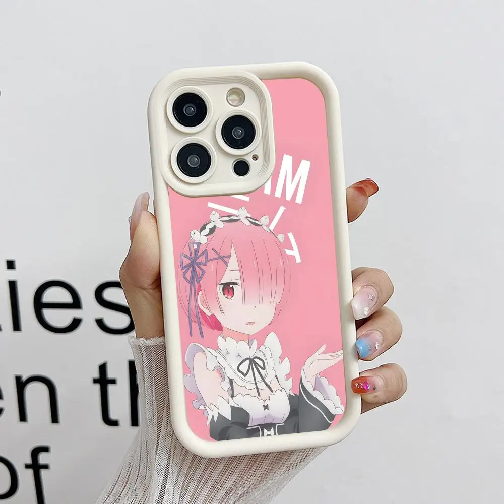 

Чехол для телефона ReZero Ram Waifu для iPhone 17 16 15 14 13 12 11 Air Pro Max Plus, утолщенный, из цветного ТПУ