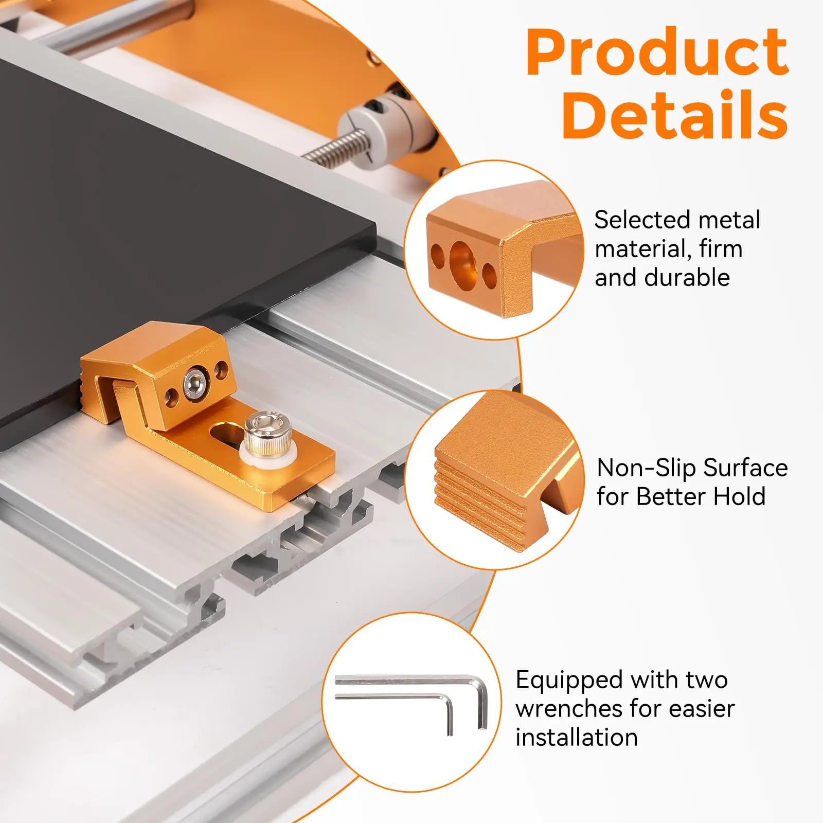 CNC Side Fixed T-Track & Perforated Worktables Low Profile Side Clamps for CNC 3018 Router Aluminum Tiger Claw