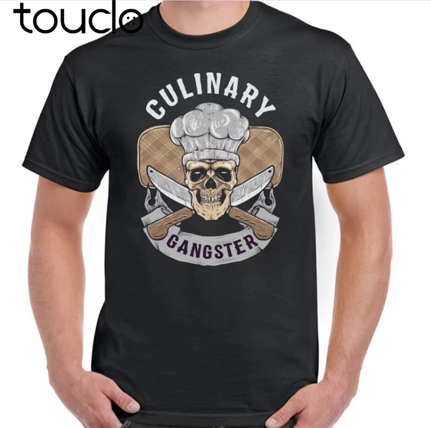 Man'S Op Neck Designer Adults Casual Tee Shirt Culinary Gangster Chef Cook Bbq Baker Skull Hat fitted T Shirts