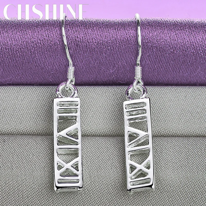 

CHSHINE 925 Sterling Silver Square Roman Numerals Earrings For Women Wedding Engagement Fashion Charm Jewelry