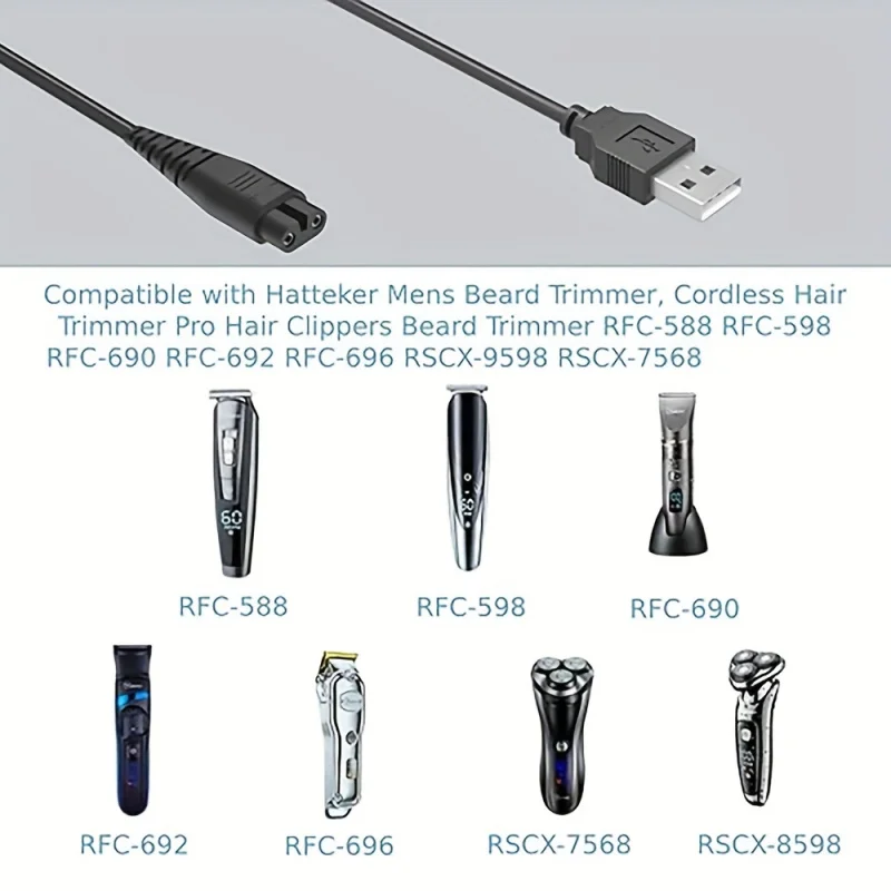 5V USB Charger Cable, Replacement Charging Power Cord, Compatible For Hatteker Mens Beard Trimmer/Hair Clipper RFC-598 RSCX-7568