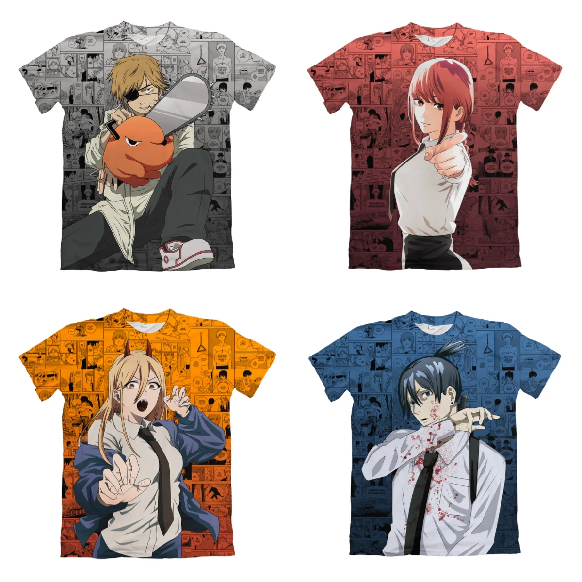 Chainsaw Man All-character 3D Print T-shirt, From Makima To Aki Hayakawa, Wear Dark Romance on Your Body, Shorts Friends
