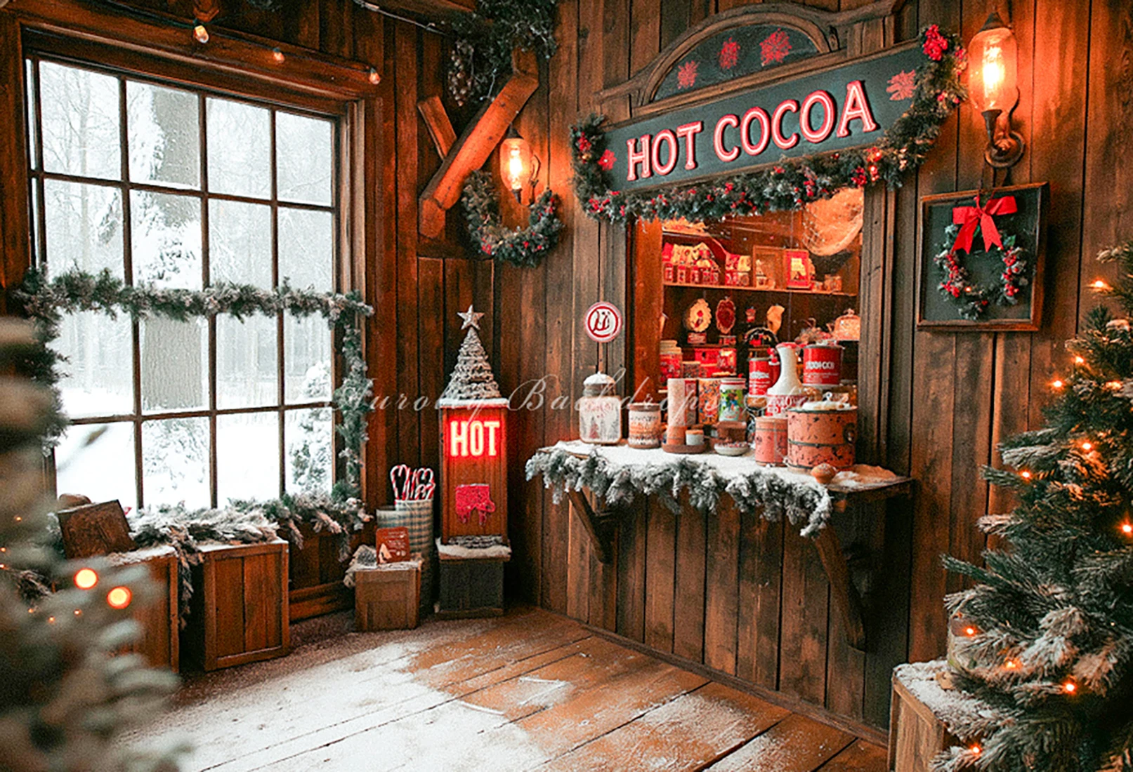 Christmas Hot Cocoa Backgrounds Kids Adult Photography Props Child Baby Warm Xmas Beverage Shop Decors Studio Photo Backdrops