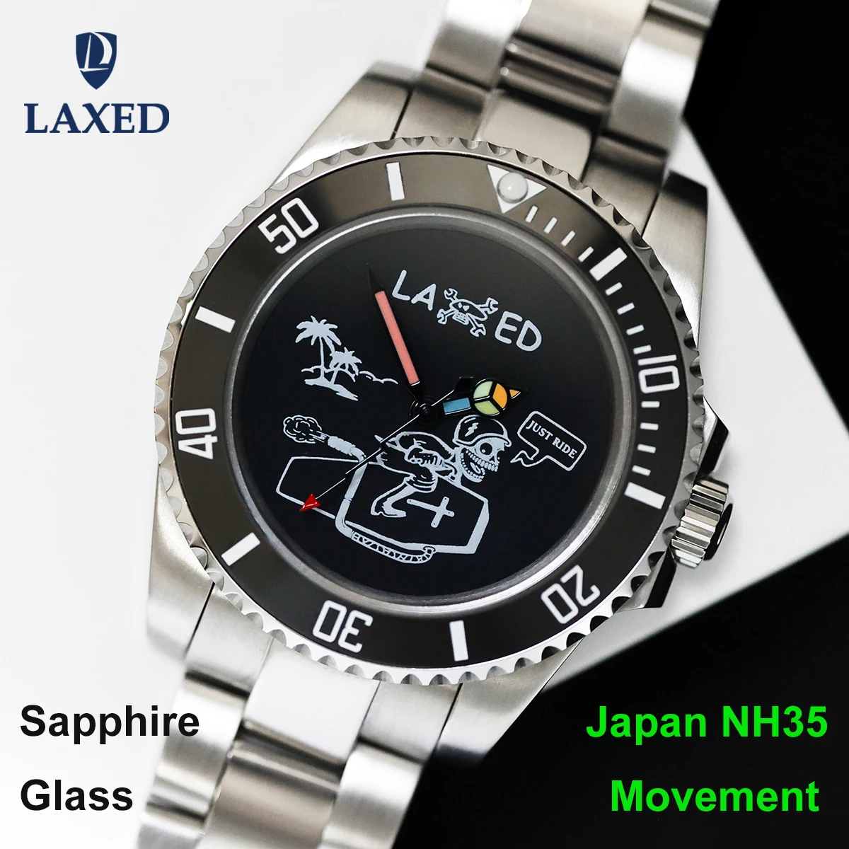 LAXED New 40mm Watch NH35 Men's Watch Automatic Mechanical Watch Custom Pattern Watch Luminous Waterproof Sapphire Men's Watches