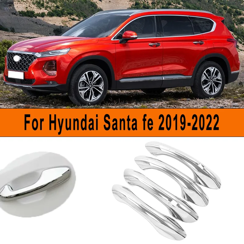 

Хромированная дверная ручка автомобиля, крышка чаши, декоративная накладка, наклейка, Стайлинг, автоаксессуары для Hyundai Santa fe Santafe 2019-2022 2021 2020