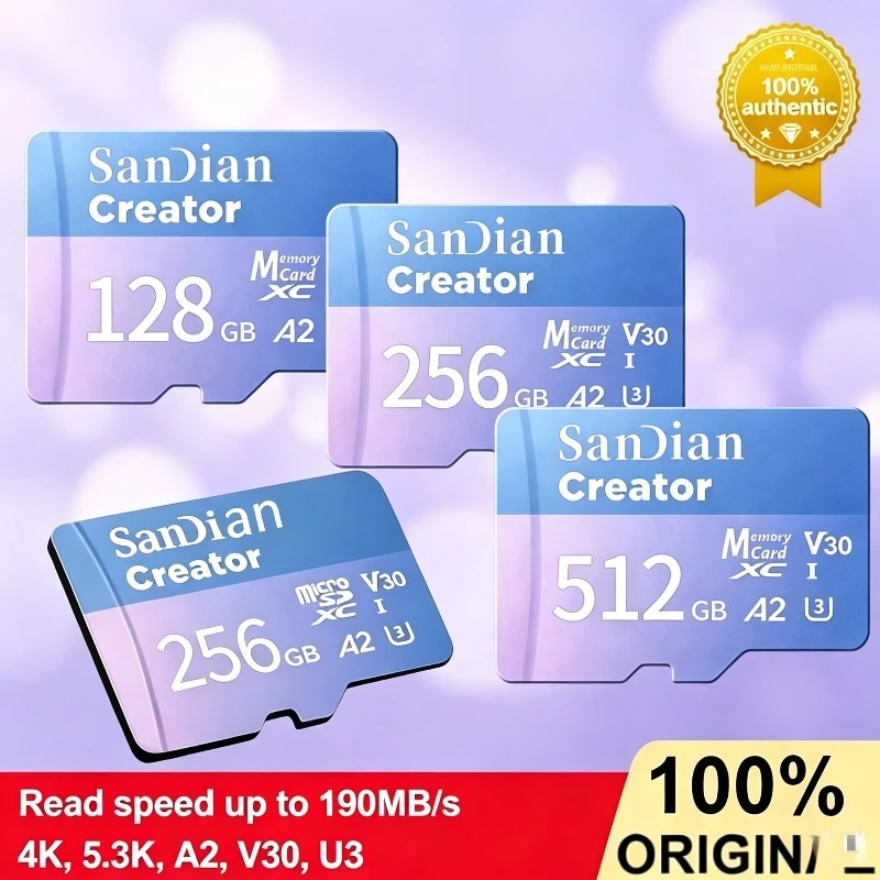 

2026 New High Speed MicroTf SD CARD 128GB V30 A2 Memory Card 256GB Micro Tf SD Card Max 190Mb/s TF Card for 4K drone GOPR