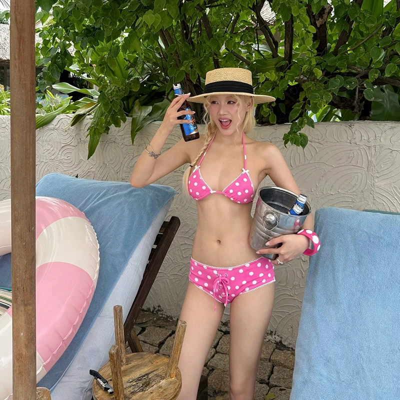 

Купальник с точечным принтом Pure Desire Sle, женский раздельный купальник для горячих источников, повседневная одежда для отдыха