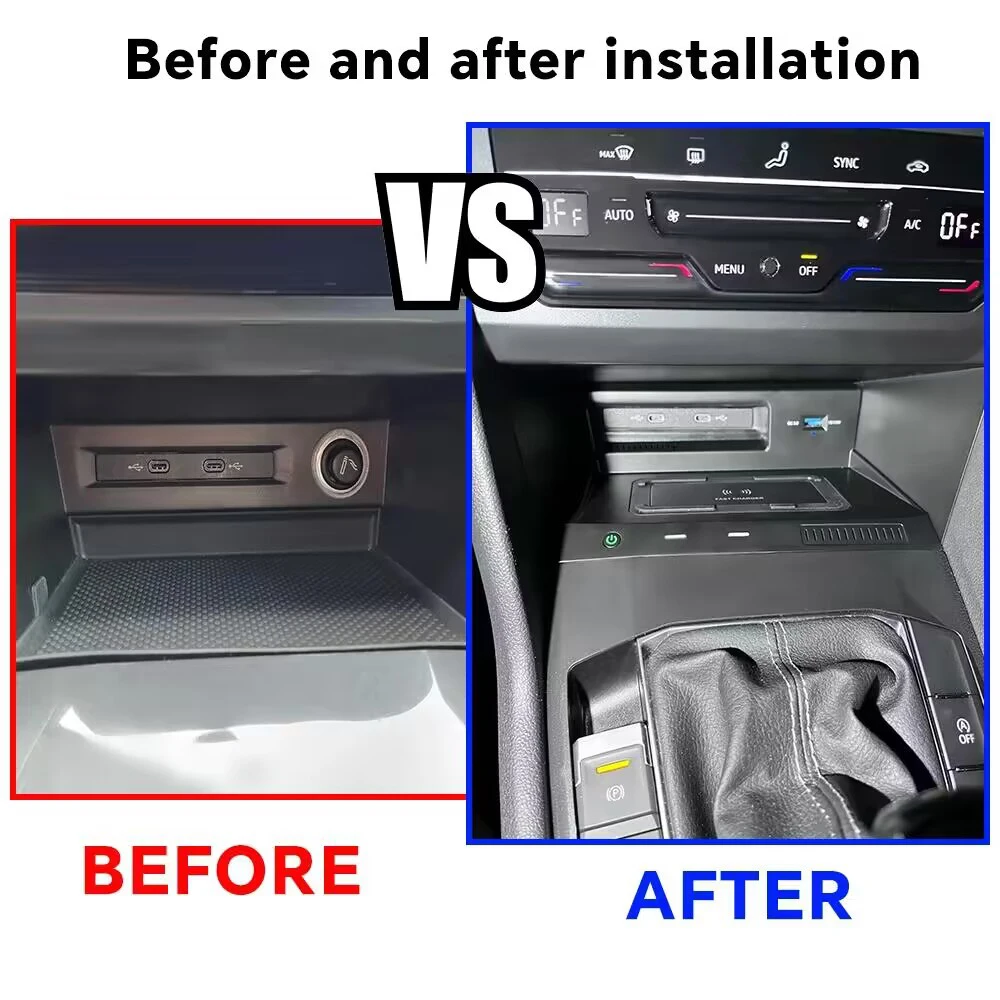 Car Fast Wireless Charger For Volkswagen Tiguan mk2 2018 2022 Mobile Phone Holder USB port Charging Interior Accessories view 5