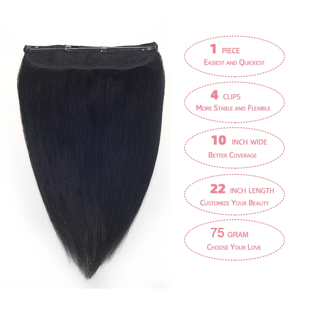 De Boa Qualidade Brazilian Halo Hair Extensões De Cabelo Em Linha Reta 14-22 polegada Remy Invisible Fish Line Extensões De Cabelo Humano com 4 Clips