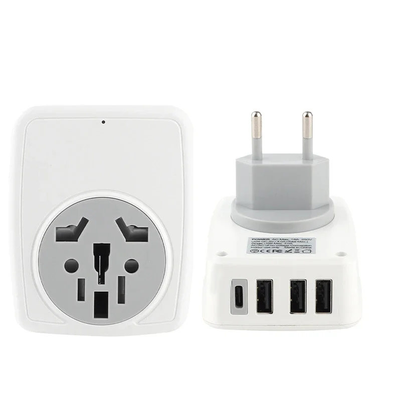 قطاع الطاقة الأوروبي مع 3 USB و 1 منفذ Type-C ، محول السفر ، تمديد مقبس الحائط ، منفذ محول التيار المتردد #3