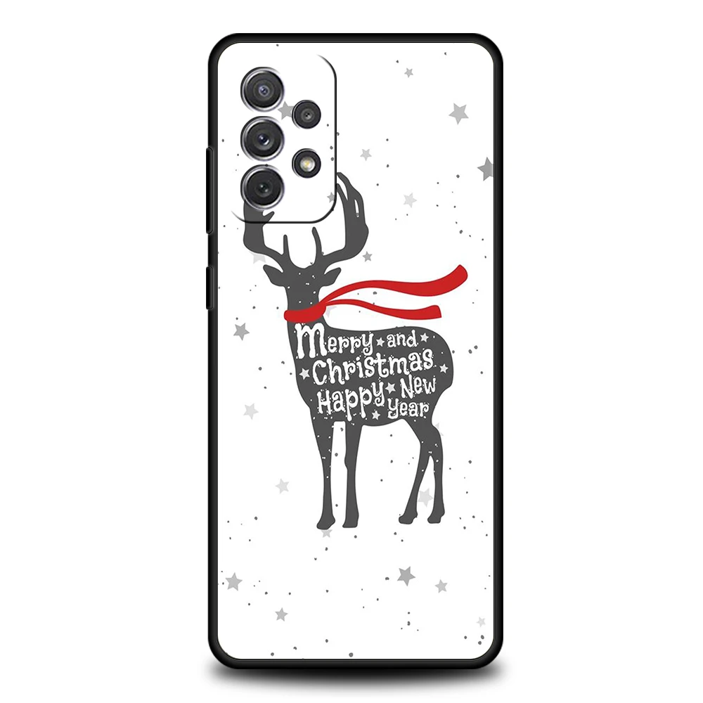 Christmas New Year Gifts Elk Snow Silicone Case For Samsung Galaxy A32 A52 A13 A22 A72 A51 A71 A41 A11 A31 A21S 5G Phone Cover