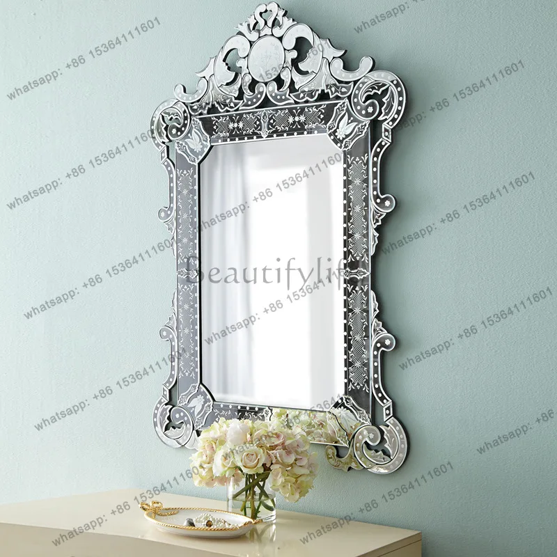 

Venice hanging mirror European dresser wall hanging carved bathroom decorative mirror