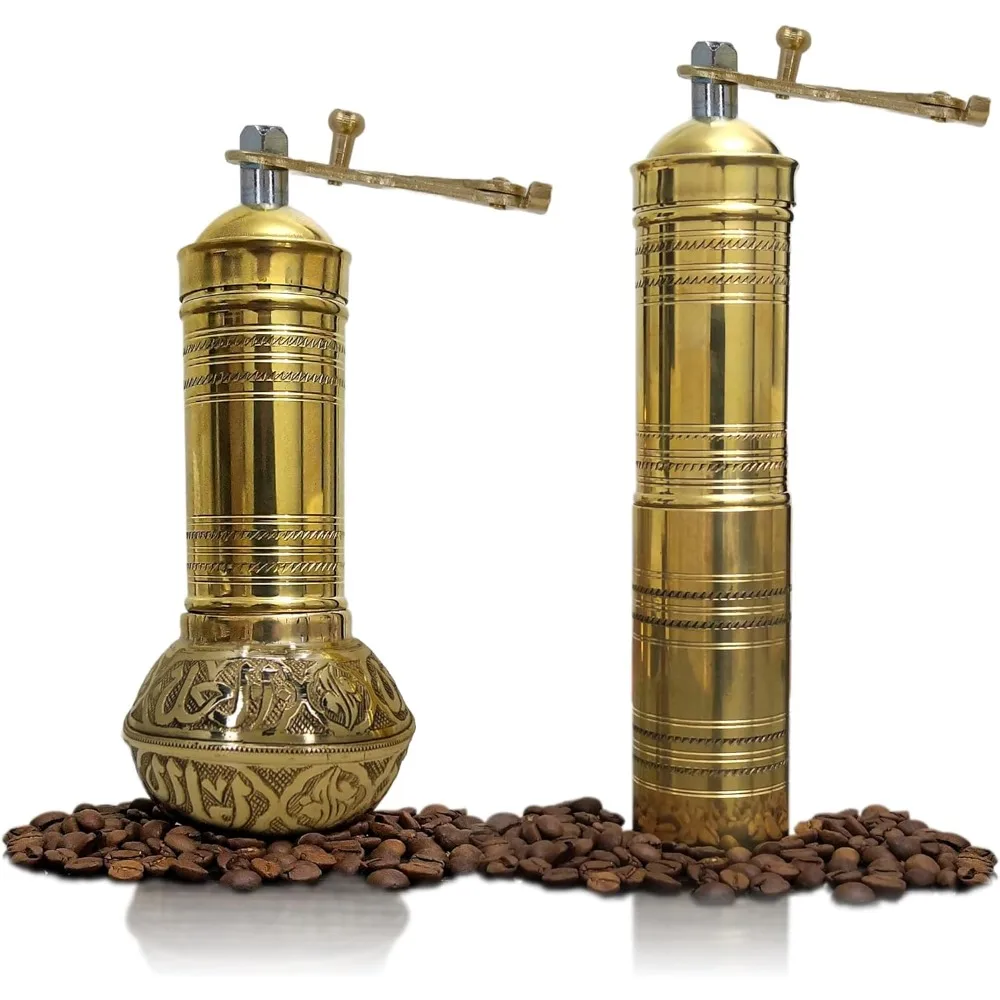 

Set of 2, Traditional Turkish Manual Coffee Grinder, Brass Coffee Grinder, Kitchen Decor, Qualification Adjustable Grinder, Manu