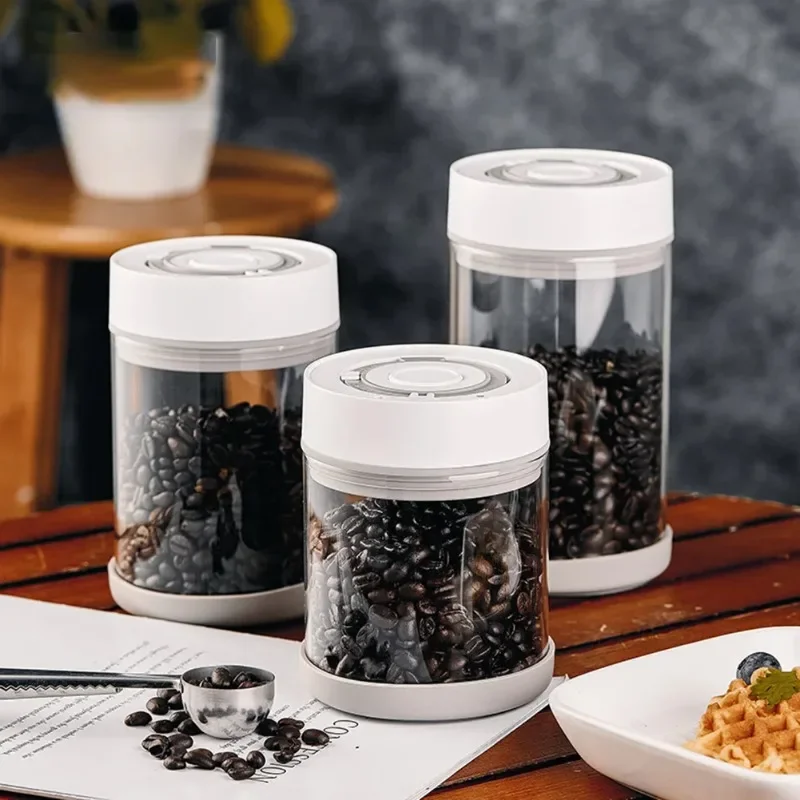 600/950/1350ml Smart Vacuum Coffee Bean Container Moisture-proof Glass Coffee Bean Tea Can Food Freshness Date Display Home Use
