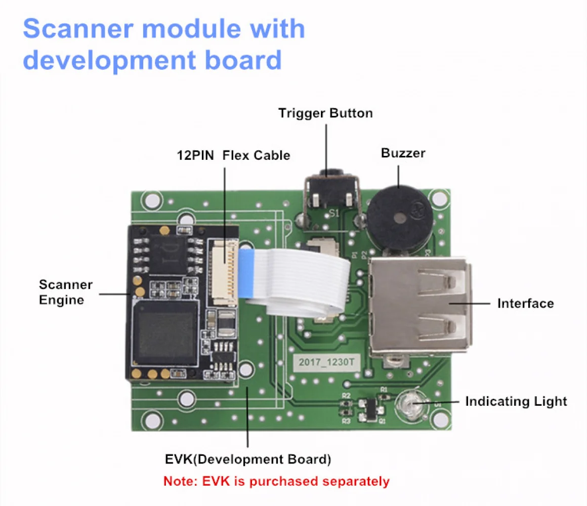 Модуль сканера 2D QR-кода с низким энергопотреблением, высокая настройка для торгового автомата, киоска, промышленного планшета, POS-системы