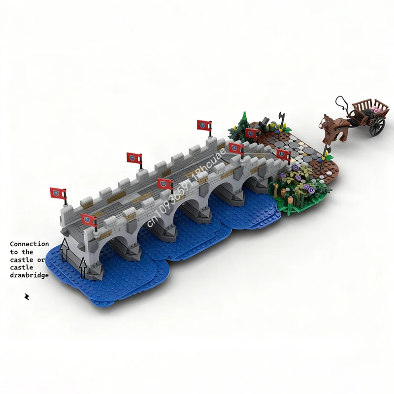 

889 шт. MOC, средневековый мост, модель замка, строительные блоки, образование, дети, сборка, креативные игрушки «сделай сам», ремесло, рождественские подарки