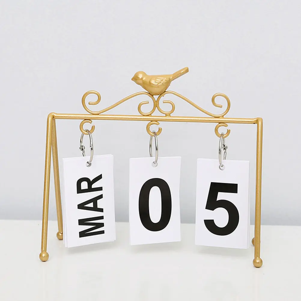 Perpetual Calendar Home Desk Decoration Creative Metal Desktop Ornament Holiday Gift Rustic Office Decor